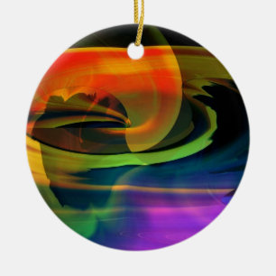Alien Landscape Rainbow Abstrakt Keramik Ornament