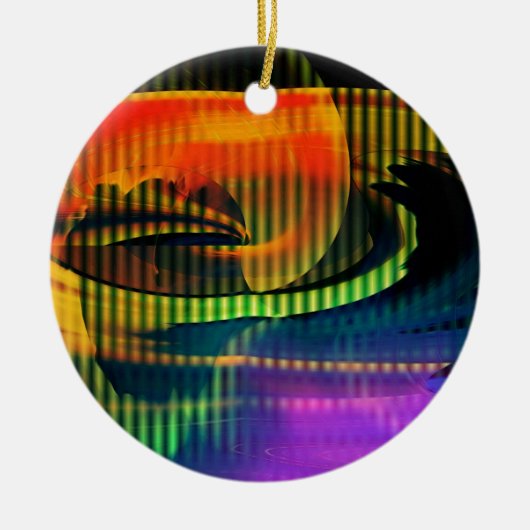 Alien Landscape Rainbow Abstrakt Keramik Ornament (Vorne)