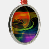 Alien Landscape Rainbow Abstrakt Silbernes Ornament (Rechts)