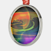 Alien Landscape Rainbow Abstrakt Silbernes Ornament (Links)