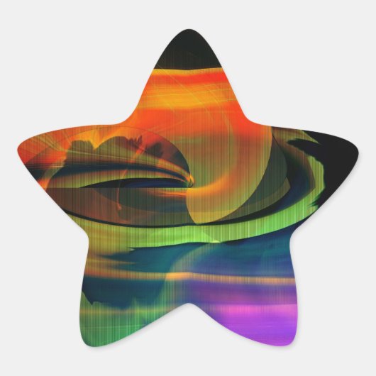 Alien Landscape Rainbow Abstrakt Stern-Aufkleber (Vorderseite)