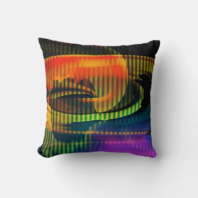Alien Landscape Rainbow Abstrakt Throw Kissen (Vorderseite)