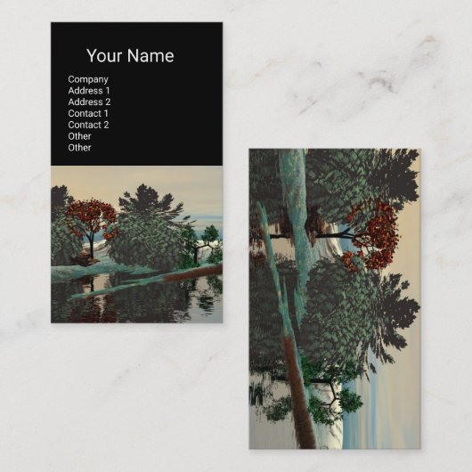 ALIEN LANDSCAPE, TREES LAGOON HYPERION Sci Fi Blac Visitenkarte (Vorne/Hinten)