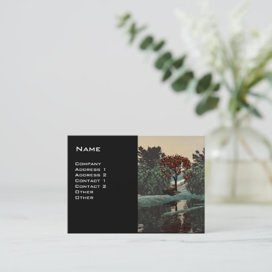 ALIEN LANDSCAPE, TREES LAGOON HYPERION Sci Fi Blac Visitenkarte (Stehend Vorderseite)