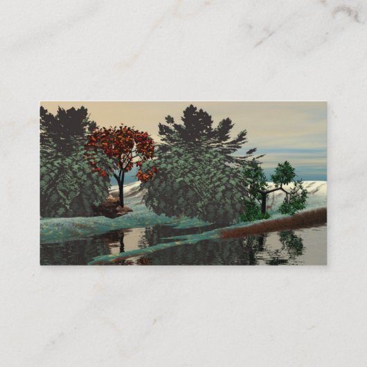 ALIEN LANDSCAPE, TREES LAGOON HYPERION Sci Fi Brow Visitenkarte (Rückseite)