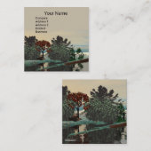 ALIEN LANDSCAPE, TREES LAGOON HYPERION Sci Fi Quadratische Visitenkarte (Vorne/Hinten)