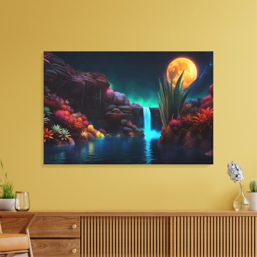 Alien Landscape Wasserfall Moon Leinwanddruck (Insitu (Wohnzimmer))