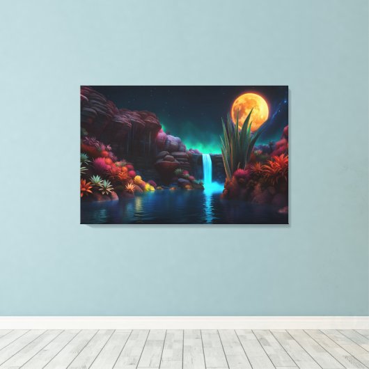 Alien Landscape Wasserfall Moon Leinwanddruck (Insitu (Holzboden))