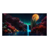 Alien Landscape Wasserfall Moon Poster (Vorderseite)