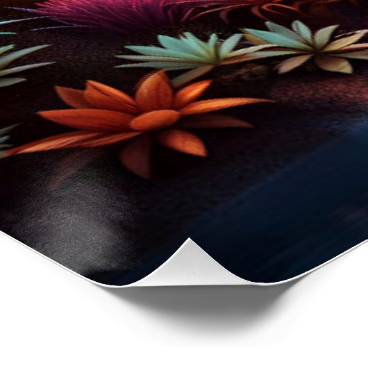 Alien Landscape Wasserfall Moon Poster (Ecke)