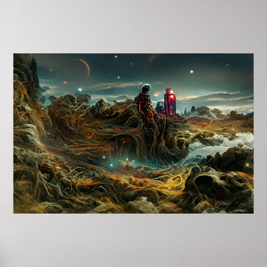 Alien Landschaft im Weltraum | ABSTRAKT Poster (Vorne)