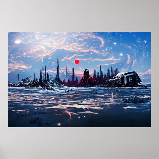 Alien Landschaft im Weltraum | ABSTRAKT Poster (Vorne)