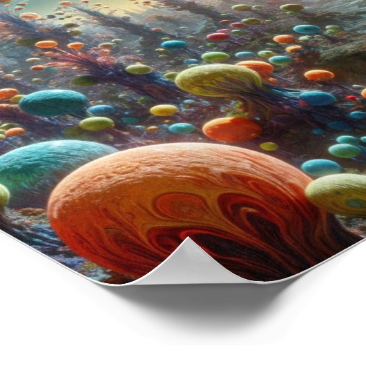 Alien Landschaft mit Zweimonden Poster (Ecke)