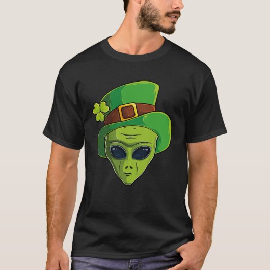 Alien Leprechaun St Patrick s Day Irish Kleeblatt T-Shirt (Vorderseite)