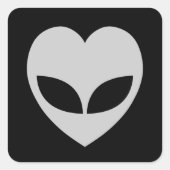 Alien Liebe Heart Square Sticker (Vorderseite)
