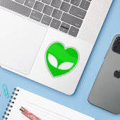 Alien Liebe Herz Aufkleber (Laptop mit iPhone)