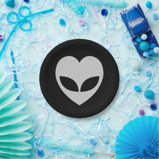 Alien Liebe Herz Pappteller (Party)