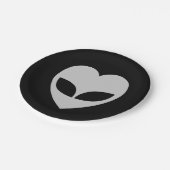 Alien Liebe Herz Pappteller (Schrägansicht)