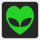 Alien Liebe Herz Quadratischer Aufkleber (Vorderseite)
