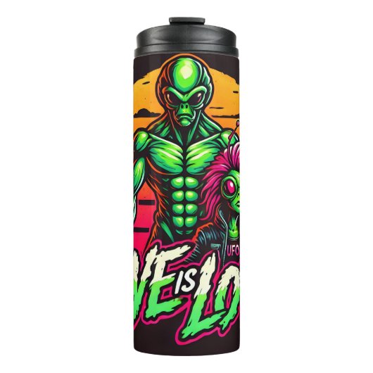 Alien Liebe, kosmische Embrace Thermosbecher (Vorderseite)