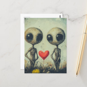Alien Liebe Postkarte