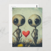 Alien Liebe Postkarte (Vorne/Hinten)