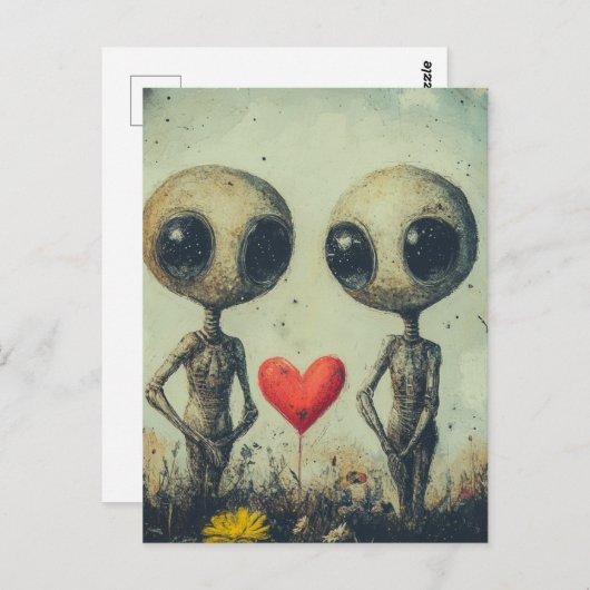 Alien Liebe Postkarte (Vorne/Hinten)