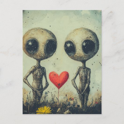 Alien Liebe Postkarte (Vorderseite)