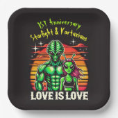 Alien liebt unter glühendem Sonnenuntergang Pappteller (Vorderseite)