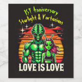 Alien liebt unter glühendem Sonnenuntergang Weinetikett (Einzelnes Label)