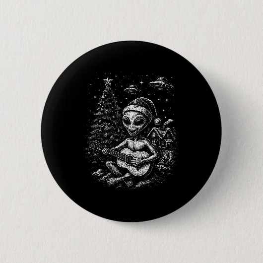 Alien liebt Weihnachten Button (Vorderseite)