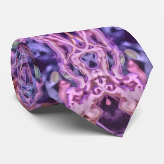 Alien Lila Psychedelic Kaleidoscopic Mandala Krawatte (Gerollt)