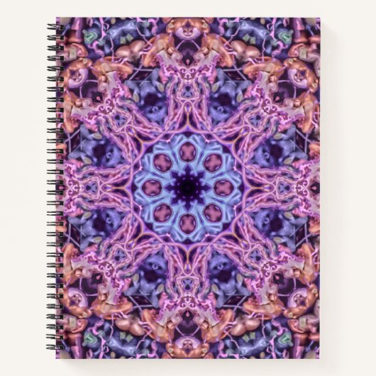 Alien Lila Psychedelic Kaleidoscopic Mandala Notizblock (Vorderseite)