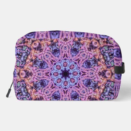 Alien Lila Psychedelic Kaleidoscopic Mandala Waschbeutel (Rückseite)