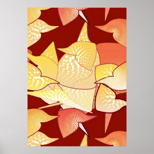 "Alien Lilies Abstrakt - Rost und Gold" Poster (Vorne)