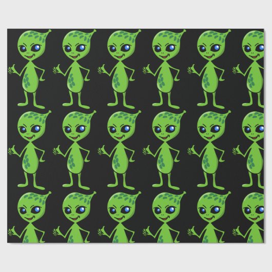 ALIEN LITTLE GREEN MAN CHRISTMAS Wrapping Paper Geschenkpapier (Flach)