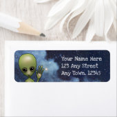 Alien Little Green Man Sci Fi Sterne Galaxy Label (Insitu)