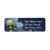 Alien Little Green Man Sci Fi Sterne Galaxy Label (Vorne)