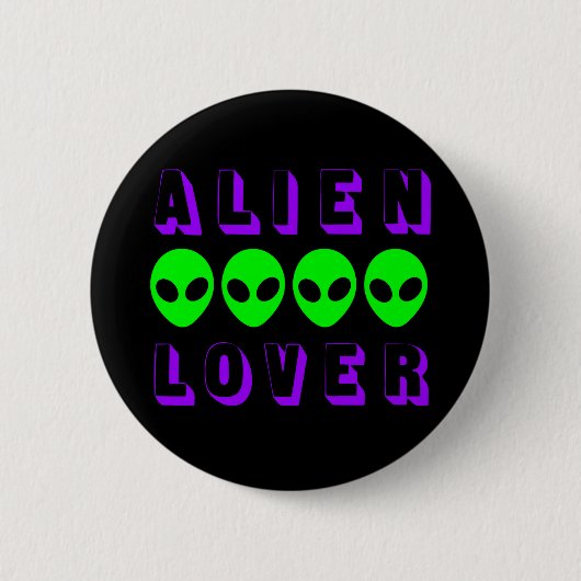 Alien Lover in Dark Lila und SciFi Green Button (Vorderseite)