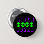 Alien Lover in Dark Lila und SciFi Green Button (Vorne & Hinten)
