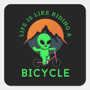 Alien Lover Sticker Life ist wie Fahrradfahren