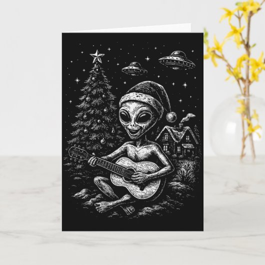 Alien Loves Christmas  Karte (Gelbe Blume)