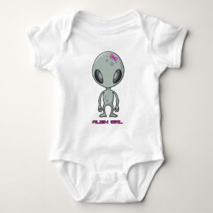 Alien-Mädchen grau und rosa Baby Strampler