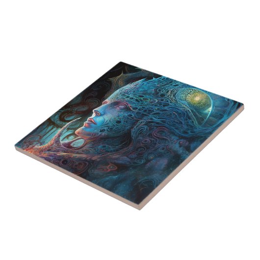 Alien Man Surreal Sci-Fi Art Fliese (Seite)