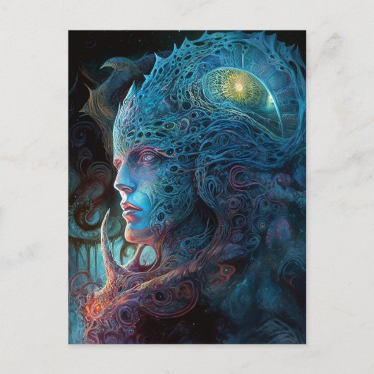 Alien Man Surreal Sci-Fi Art Postkarte (Vorderseite)