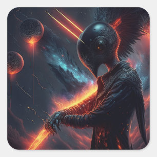 Alien Manipulationsfeuerbeam Quadratischer Aufkleber