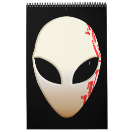 Alien Mask mit futuristischen Kennzeichnungen Kalender