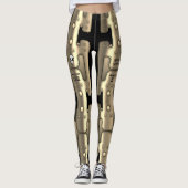 Alien Metallic Android Space Anzug Golden Robot Leggings (Vorderseite)