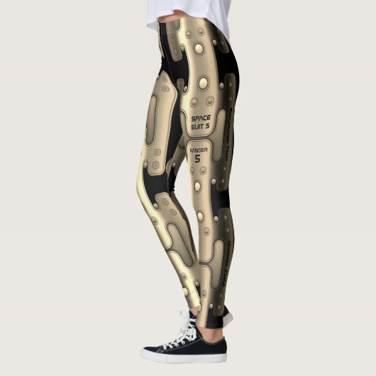 Alien Metallic Android Space Anzug Golden Robot Leggings (Links)