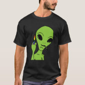 Alien Middle Finger Gay Pride LGBQ Stolz Alleinreg T-Shirt (Vorderseite)